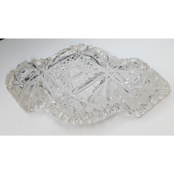 Antique Imperial Glass Co. Clear Pressed Glass Saw Tooth Edge Olive Relish Dish - Picture 4 of 8